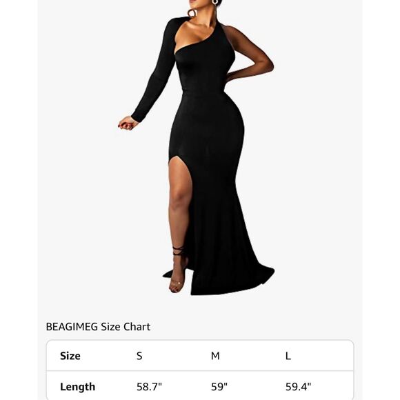 NEW Black Elegant Formal One Shoulder Evening Maxi Dress XL - Picture 3 of 5